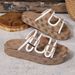 Plus Size Platform Slippers Khaki Color Rose Design Double Breasted Women's Style Shoes_vogvips.com