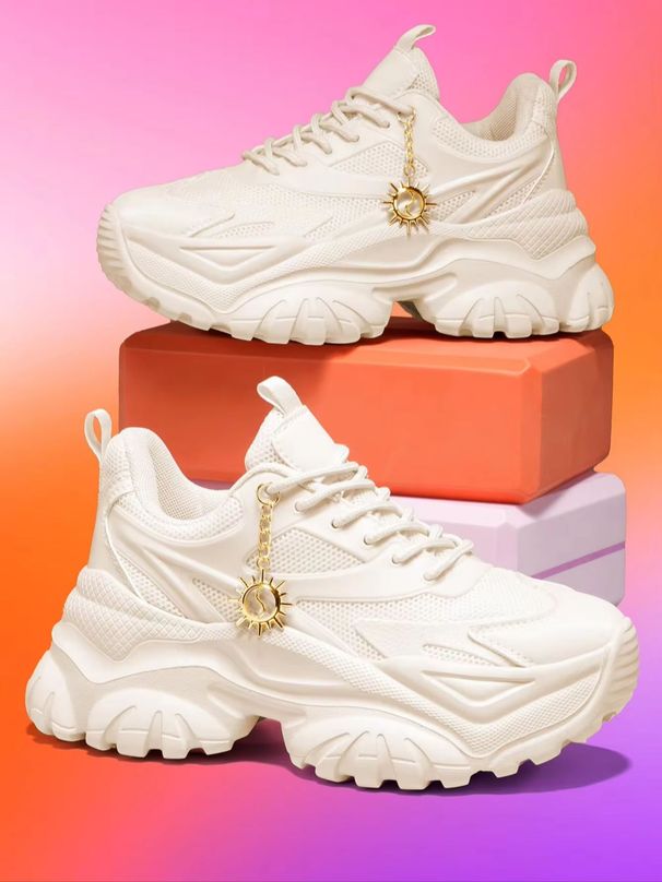 Women Vulcanize Fashion Casual 7cm Platform Sneakers Eva Lightweight Breathable Beige Dad Shoes Plus Size Gold Sun Chain_vogvips.com
