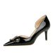 638-AK38 European And American Style Banquet Women's Thin High Heel Shallow Mouth Pointed Toe Patent Leather Side Hollow_vogvips.com