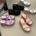 French-style Fairy-like Thick-soled Slip-on For Women, Summer Outdoor Wear, 2025 New Model, Simple Satin Chunky Heel_vogvips.com