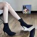 Stiletto High Heel Ankle For Women 2025 Autumn Winter New Pointed Toe Suede Stretch Slim Slimming Mid-Calf Sock Boots_vogvips.com