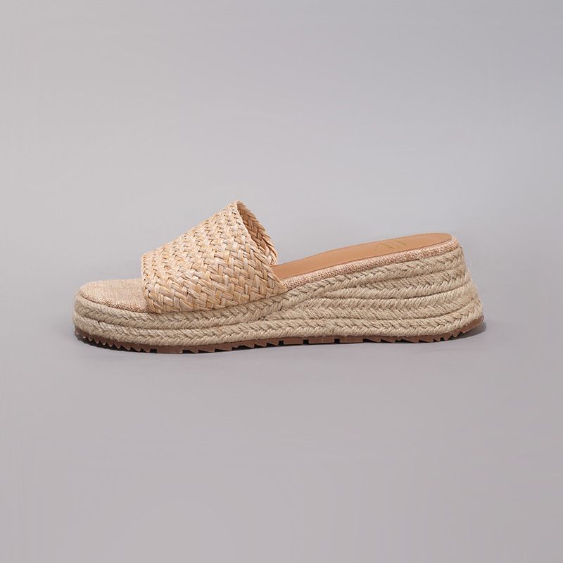 Wedge Platform Sandals High Heels Women's Casual Summer Rope Woven Straw Rope Straps Chunky Heels_vogvips.com