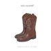 Miss Valunen Embroidered Ethnic Western Cowboy Square Toe Short Sister Tassel Same Style Boots_vogvips.com