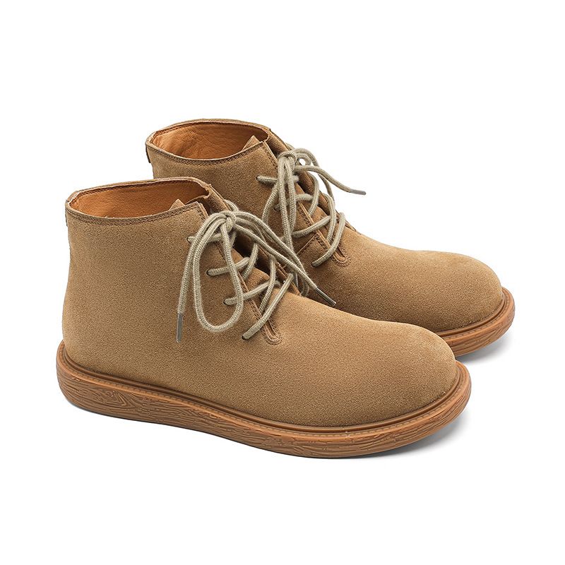 3902 Autumn Mid-Top Short British Style Workwear Men's Martin Solid Color Versatile Boots_vogvips.com