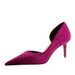 1363-A6 Fashionable And Minimalist Banquet Women's With Thin High Heels, Shallow Mouth, Pointed Side Hollow West Velvet_vogvips.com