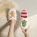 Halluci Christmas Series Gingerbread Man Indoor Cotton Non-Slip Rubber Sole Slippers For Women Cartoon Home Use_vogvips.com