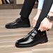 Euro Step Autumn Men's Casual Lace-up Comfortable Work Trendy British Style Business Leather Shoes_vogvips.com