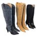 European American Women's Boots With Embroidery, New Foreign Trade Style, Chunky Wooden Heel, Western Slip-On Mid-Calf_vogvips.com