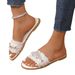 Women's Plus Size Flat Sandals New Style Casual Pearl Rhinestone Beach Shoes For Summer_vogvips.com