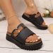 Fashionable Buckle Strap Foreign Trade Shoes, Cross-border European And American Large Size Solid Color Thick-soled_vogvips.com