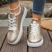 Plus Size 42 Gold Sliver Sneakers Spring Autumn New Women Fashion Lace-up Soft PU Leather Board Ladies Casual Shoes_vogvips.com