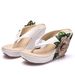 Women's Shoes Waterproof Wedge Sandals Beach Flip Flops Platform Thick Soled Embroidered Slippers Sandals_vogvips.com