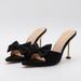 Women's Shoes Sexy Pointed Toe Bow Stiletto Sandals, Simple Solid Color Plus Size Women's Shoes For Wearing Outside._vogvips.com