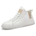Men's Casual High-top Board Shoes First Layer Cowhide Large Size Men's Sports Comfortable Sheepskin Tide White Shoes_vogvips.com
