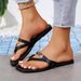 Cross-border European American 2026 Summer New Style Metal Buckle Clip-Toe Flip-Flops Women, Fashionable And Versatile_vogvips.com