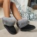 Large Size Snow Boots, Women's Cotton Shoes With Thick Fleece, Casual And Warm Fur Boots For External Wear_vogvips.com