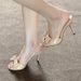 Nude Color Thin Heel Round Open Toe Bow Sandals For Women 2025 New Gentle Not Tiring Feet Sexy Backless High Heels_vogvips.com