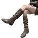 2024 Autumn Winter New Small Square Toe Ruched Slouch Thick Heel Over-the-Knee Slimming Riding Boots For Women_vogvips.com