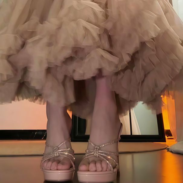First Encounter: Exquisite Rhinestone Cross-Strap Platform For Women, Sexy Ultra-High Heel Nude Party Sandals_vogvips.com
