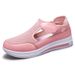 Women's Shoes Large Size Casual Shoes Flying Woven Breathable Mesh Shoes Velcro Mother Shoes Soft Sole Single Shoes_vogvips.com