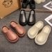 Super Popular Black Non Slip Height Enhancing Thick Soled Slippers For Women For Summer Outdoor Wear High Heeled Half Supported Closed Toe Slippers_vogvips.com