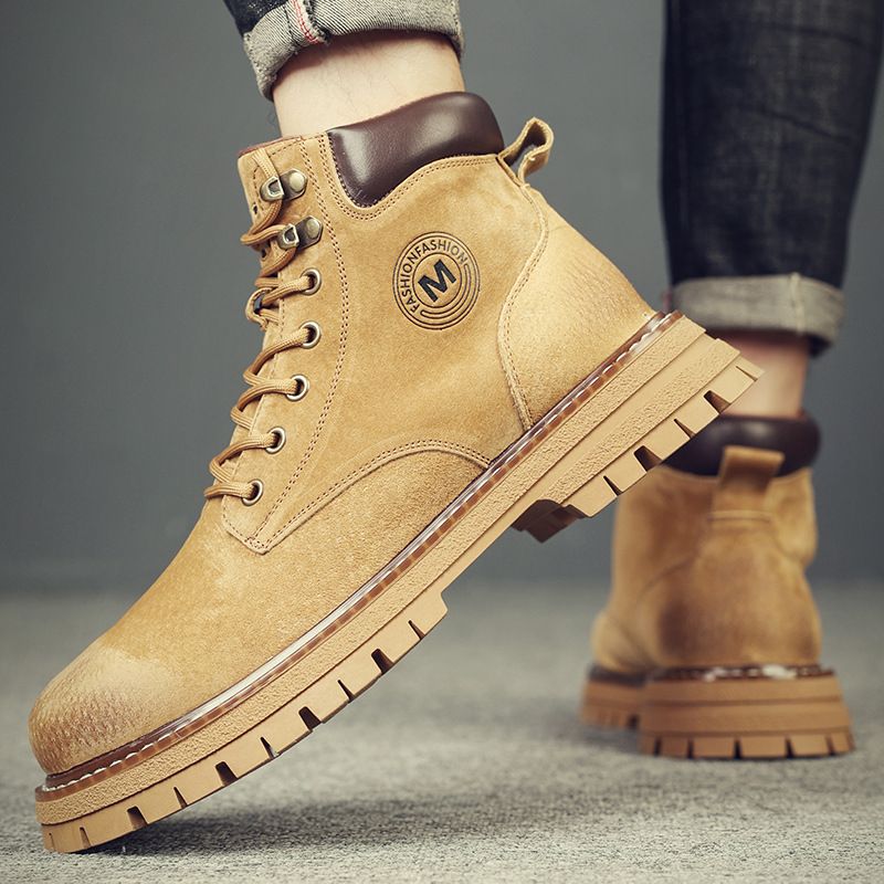 Large Size Men's Shoes Martin Boots Men's Shoes Rhubarb Boots Fleece Outdoor Tooling Boots_vogvips.com