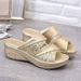 Foreign Trade Large-size Women's Summer New Sequin Open-toe Thick-soled Outdoor Slippers_vogvips.com