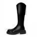Versatile Winter New Slimming V-Cut Knight Mid-High Long Over-the-Knee Thick Sole Chunky Heel High Tube Boots For Women_vogvips.com