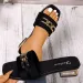 Cross Border New Style Pointed Toe Chain Low Heeled Slippers Summer Large Size Fashionable Thick Heel Suitable For_vogvips.com