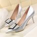 866-1 Korean Style Fashion Simple Professional OL Slimming Women's Thin High Heel Shallow Mouth Pointed Toe Belt Buckle_vogvips.com
