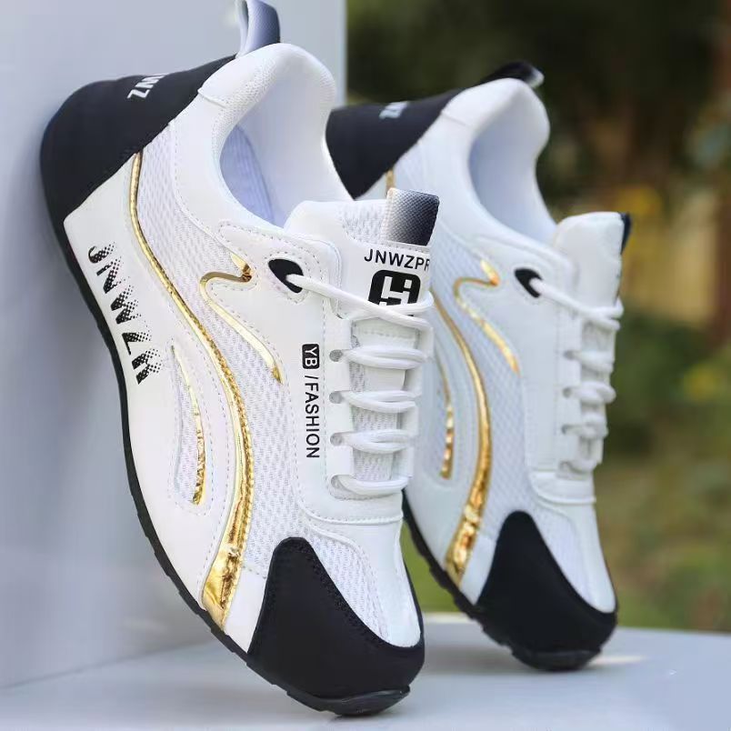Men's Shoes Lightweight Breathable Mesh Casual Sneakers With Thick Sole For Summer, Comfortable Round-Toe Walking Shoes_vogvips.com