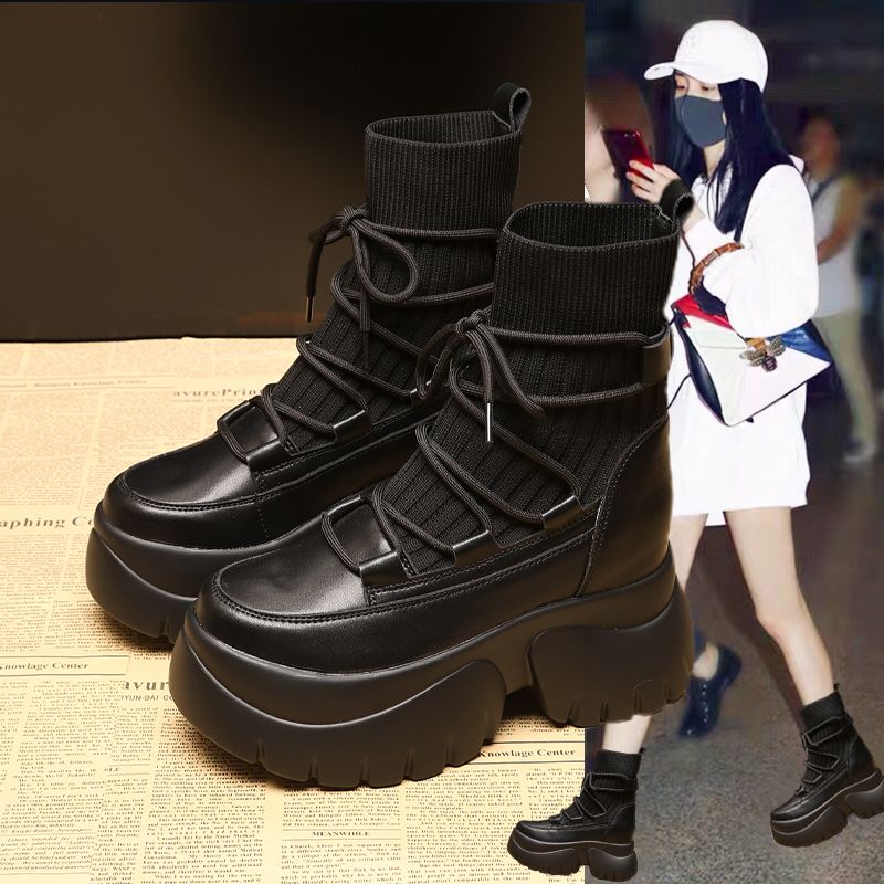 2025 New Autumn Winter Genuine Leather Short For Women, British Thick Sole Boots, Thin Black Street Style Ankle Boots_vogvips.com