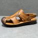 Summer Outdoor Genuine Leather Breathable Casual Dual-use Driving Sandals With Rubber Sole Non-slip Men's Slippers_vogvips.com