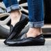 Men's Low-top Solid Color Slip-on Driving Trendy Fashion Korean Version Versatile Handmade Leather Shoes_vogvips.com