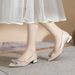Pointed-toe 2025 New French Style High-end Chunky Heel With Rhinestones, Shallow Cut, Elegant Bowknot,_vogvips.com