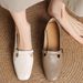 Women Square Toe Floral Metal Buckle Loafer Pumps, Faux Leather T‑Strap Low Block Heel Mary Jane Shoes, Soft Insole Closed‑Toe Comfort Dress Heels_vogvips.com