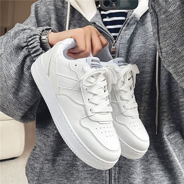 Men's Casual Sneakers Breathable Round Toe White Shoes For Summer And Fall Fashion Lightweight Comfortable Walking Shoes Men's Shoes For Autumn_vogvips.com