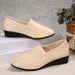 New Plus Size 2025 Autumn New Mid Heel Fashion Single For Women, Non Slip Soft Leather Solid Color Work Shoes_vogvips.com