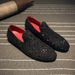 Suitable For All Seasons Trendy Brand CL Style Loafers Slip-On Lazy Rhinestone Korean Version Hot Stamped Leather Shoes Men 510_vogvips.com