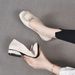 Chunky Heel Single Shoes For Women 2023 Summer New Square Toe Genuine Leather Slip-On Loafers Sole Soft Surface_vogvips.com
