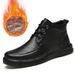 Warm Soft-soled Martin Boots Hand-scratched Mature Men's Shoes Medium Top Velvet Snow Boots Tooling Shoes_vogvips.com