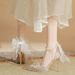 Convertible Bride Heels - Detachable Train & Ankle Wrap (2-in-1 Photography Shoes, Foldable For Travel, Non-Slip Silk Sole)_vogvips.com
