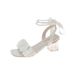 Women's Mesh High Heels Summer 2026 New Style Medium Thick Heel Crystal French Fairy Pearl Roman Sandals Ins_vogvips.com