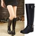 Fashion High Tube Rain With Buckle Red Zipper Korean Style Waterproof Martin For Women Snow Motorcycle Boots_vogvips.com