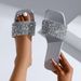 Women's Fashion Silver Sequin Flat Sandals 2025 Summer Open Toe Outdoor Slippers Woman Plus Size 43 Footwear Zapatos De_vogvips.com