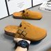 Suede Clogs For Women Men Mules Cork Footbed Sandals With Arch Support Fashion Nonslip Outdoor Beach Slippers Home Shoes_vogvips.com