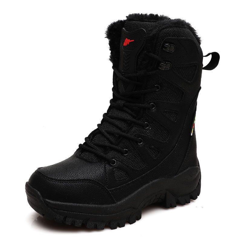 「XGXC」2024 New Winter Snow Boots, Fleece-lined High-top, Versatile Outdoor Hiking Cotton-padded Boots, Large Size Couples_vogvips.com