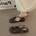 French-style Vintage Flat Sandals For Women, 2025 Summer New Fairy-style To Match Skirts, Roman-style One-strap Beach_vogvips.com