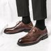 British Style Brogue Leather 2022 Autumn Fashion Casual Lace-up Single Men's Suit Shoes_vogvips.com