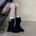 French-Style Niche Design Women's 2026 New Model, Pointed Toe, Wedge Heel, Stacked Long Boots, Slimming Knight Boots_vogvips.com